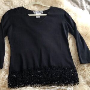 Joseph A Medium Black Sweater with Beaded Hem